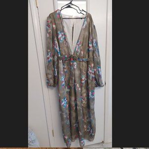 Bloomchic Maxi Moss Green Floral Dress Size 22